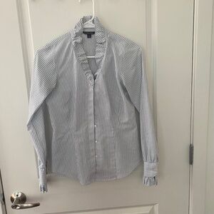 Brooks Brothers Tailored Non-Iron Cotton Ruffle Blouse Size 0